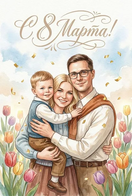 Открытка на 8 марта в стилистике СССР