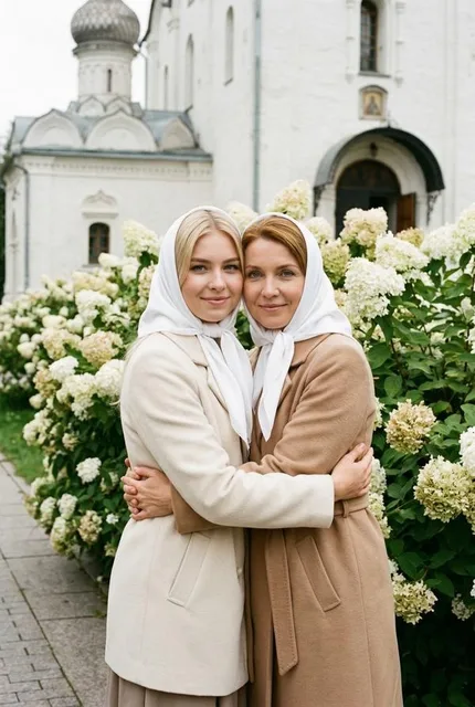 Семейный портрет мамы и дочери на Пасху