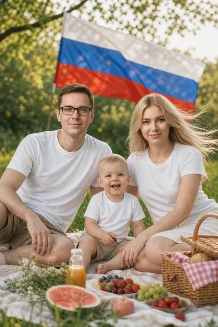 Пикник на фоне флага