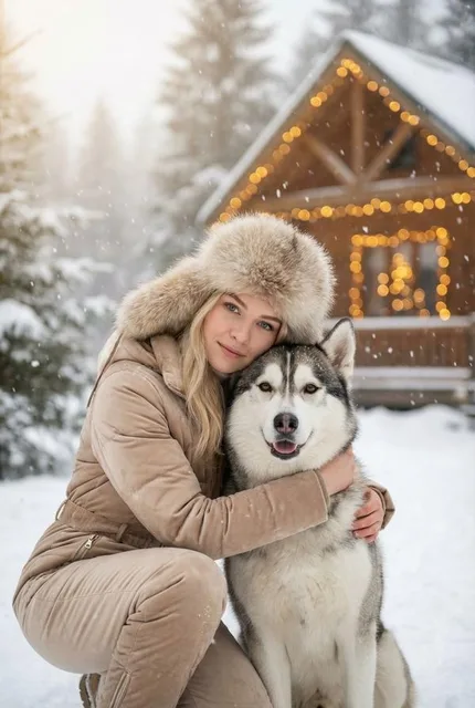 Зимний портрет с собакой