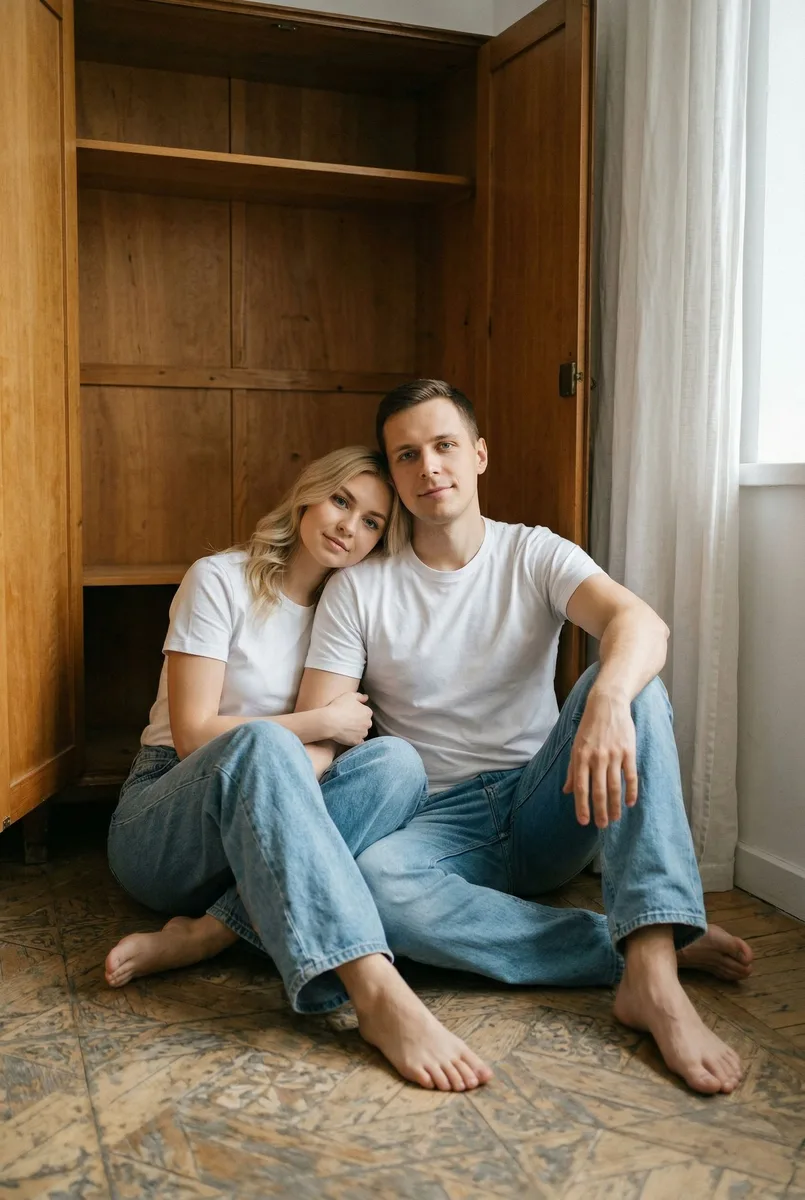 Романтичная фотосессия пары по вашему фото — пример обработки фото нейросетью