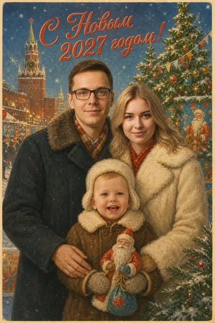 Советская новогодняя открытка