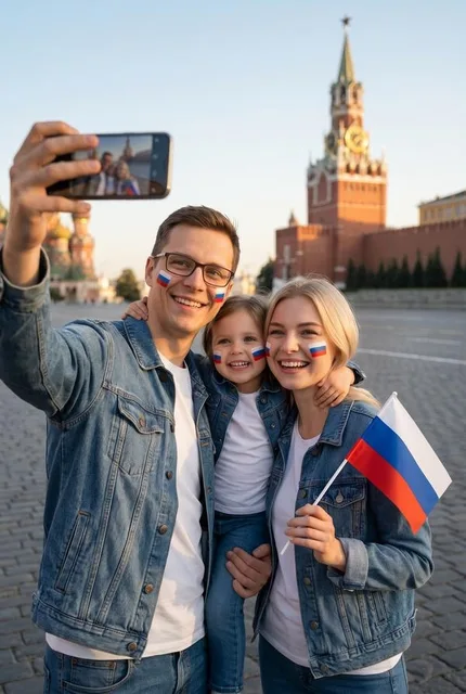 Памятное селфи на фоне главной площади страны