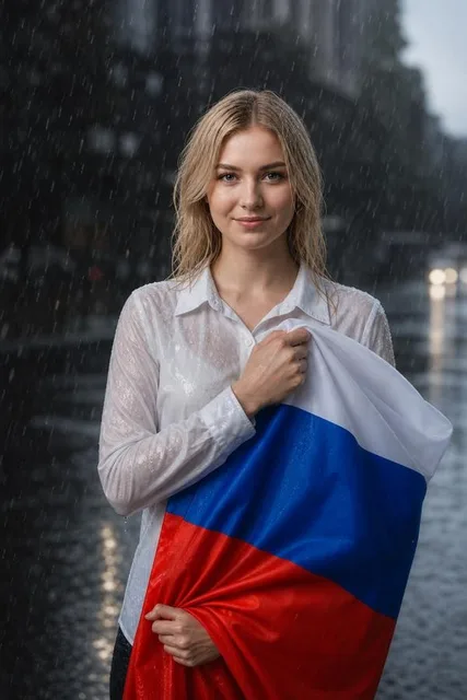 Портрет на улице под дождём