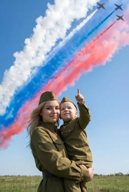 Фото с ребенком и самолетами к 9 мая
