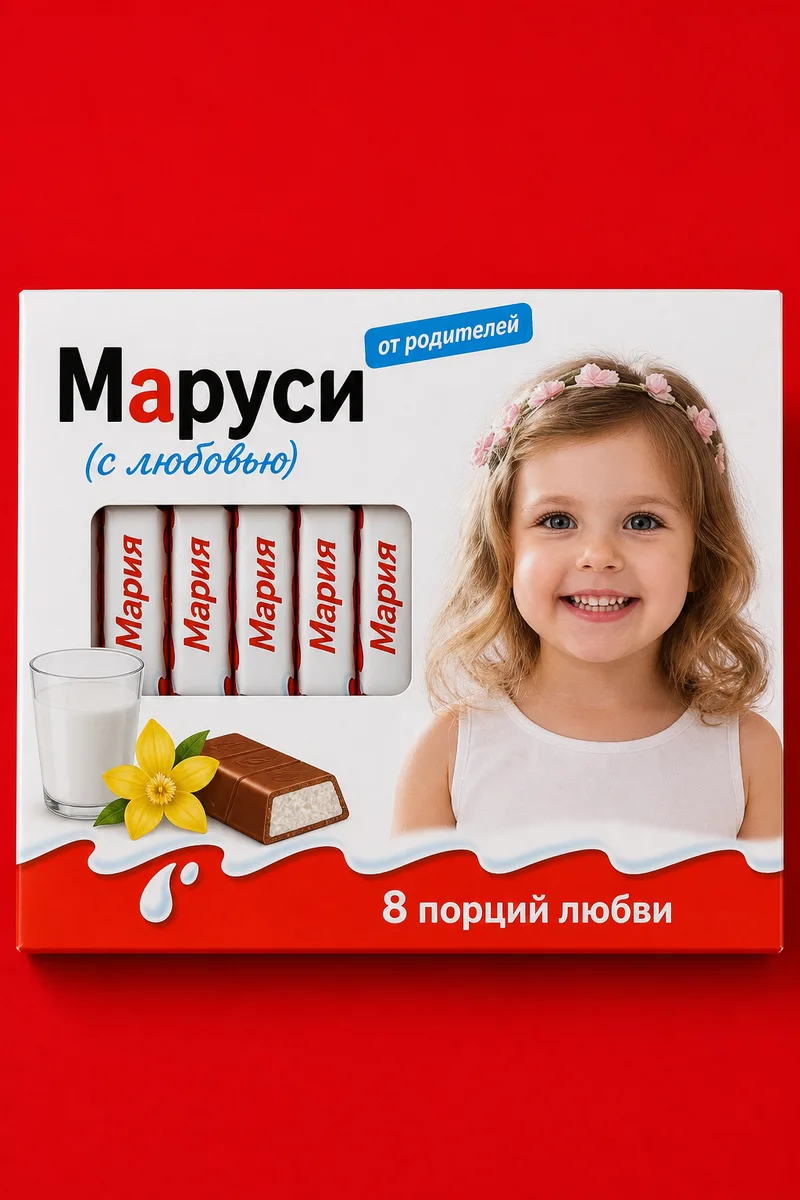 Киндер упаковка — пример обработки фото нейросетью