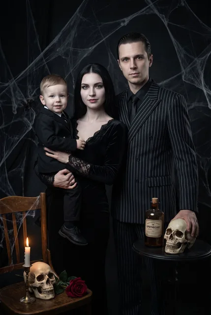 Семейная фотосессия в эстетике Addams Family