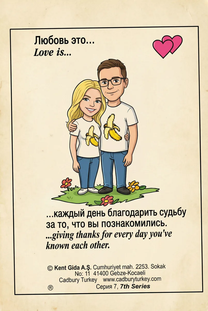 Вкладыш LOVE IS — пример обработки фото нейросетью
