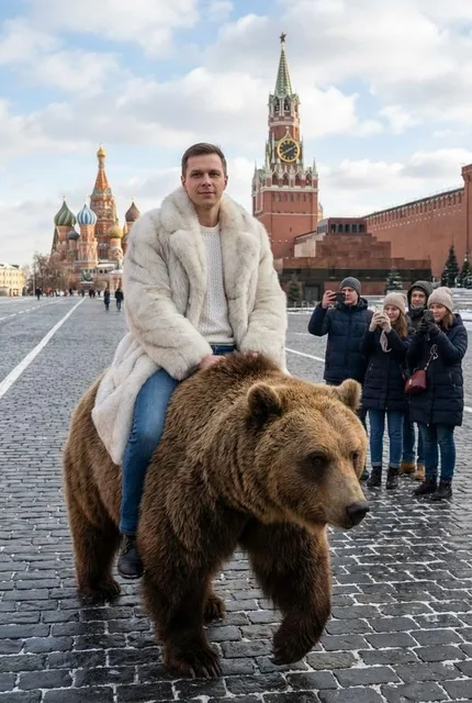 На медведе на Красной площади