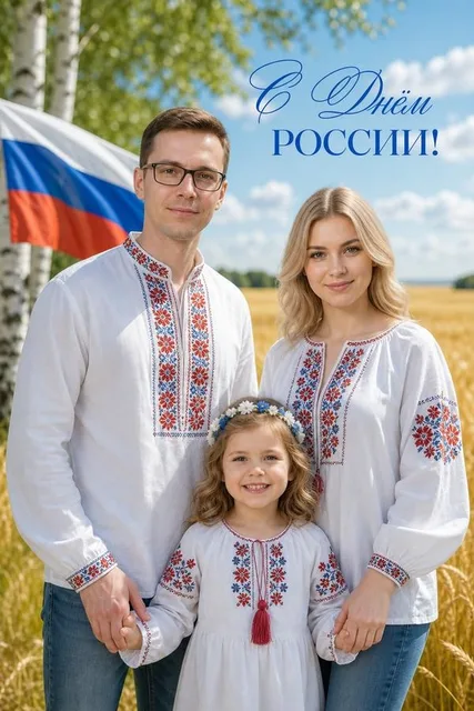 Создать ИИ-открытку по семейной фотографии на День России