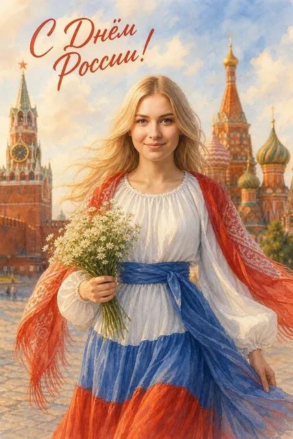 Загрузить фото и создать ИИ-открытку на День России