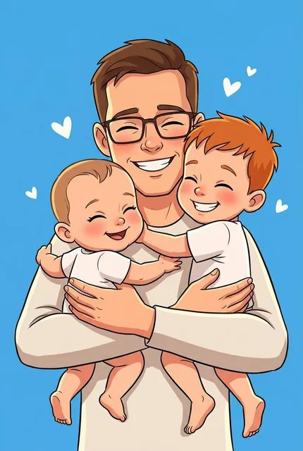 2D иллюстрацию отца и детей