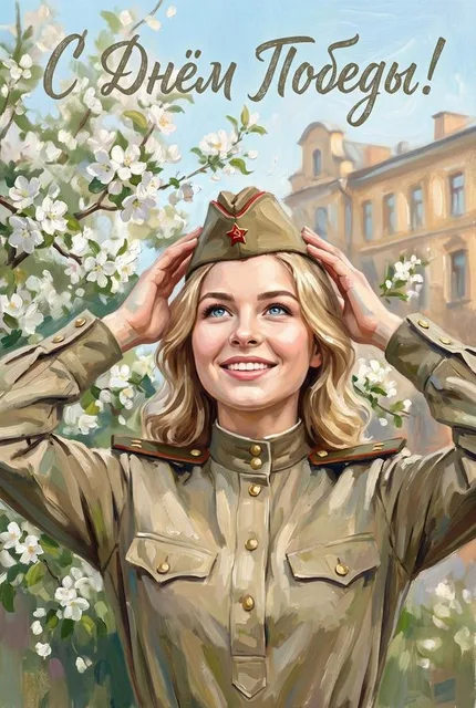 Открытка на 9 Мая в стиле живописи