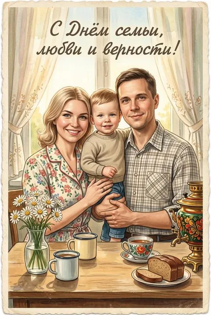 Советская открытка ко Дню семьи