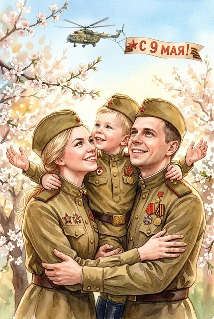 Создай ИИ-открытку к 9 Маю