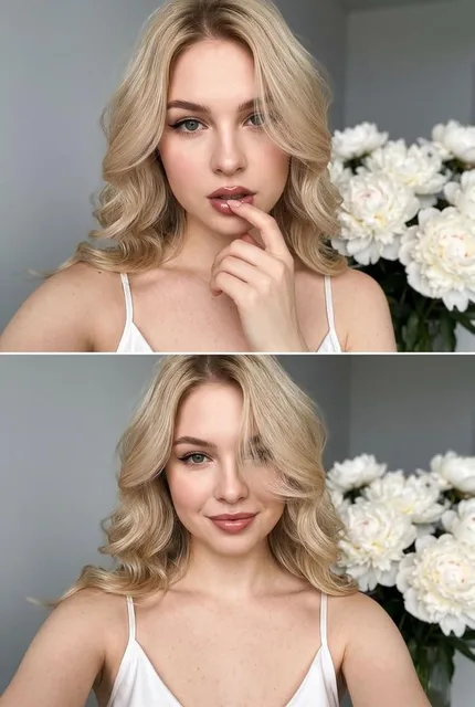 Коллаж селфи с букетом