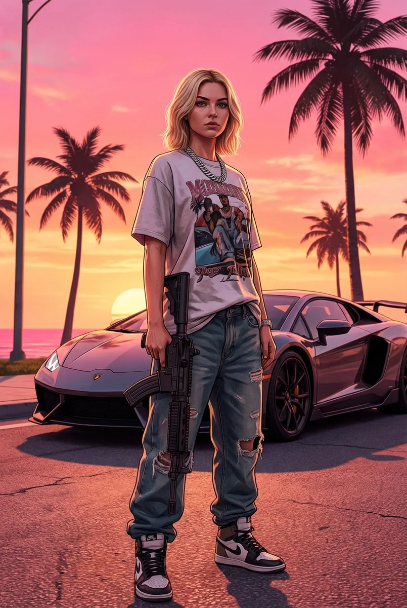 GTA 6 — пример обработки фото нейросетью