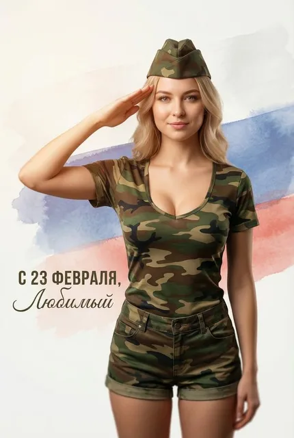 Женская открытка для любимого на 23 февраля