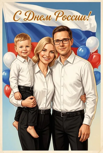 ИИ-открытка на День России. Создать по фотографии