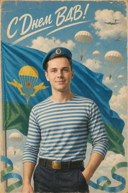 Сгенерировать ИИ-открытку ко Дню ВДВ