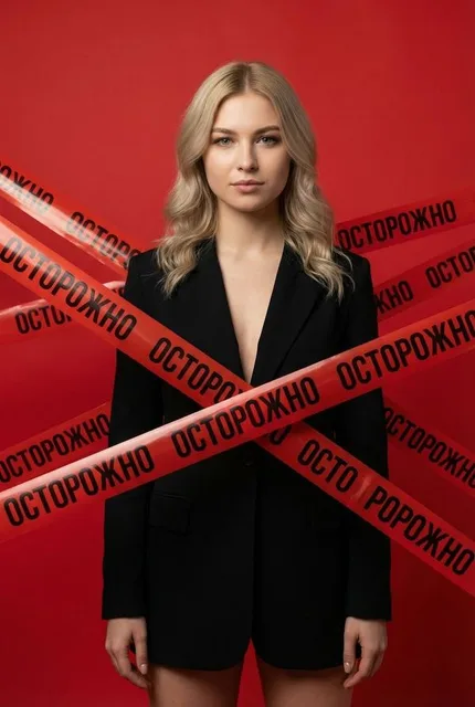 Студийное фото с лентами "ОСТОРОЖНО"