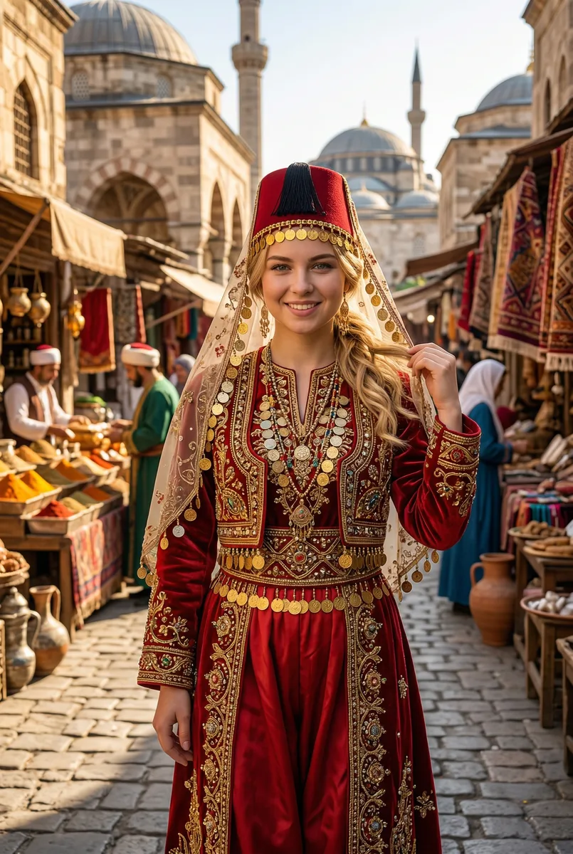 В турецком национальном наряде — пример обработки фото нейросетью