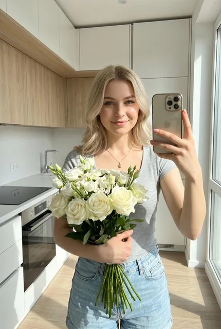 Селфи с букетом