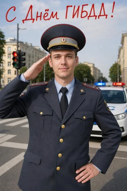 Открытка ко Дню ГИБДД